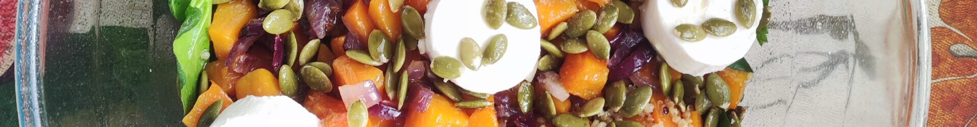 Ensalada templada de calabaza y cebolla roja