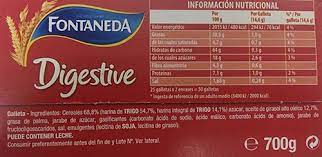 Tabla de información nutricional