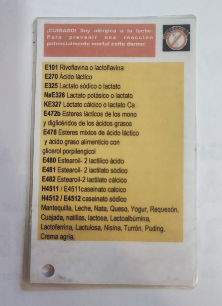 para niña alérgica con los números E que contienen leche