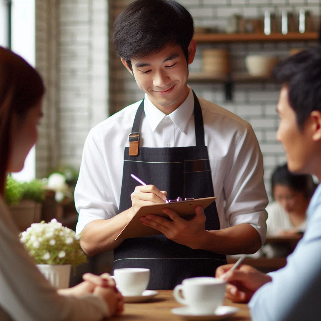 Camarero anota la comanda