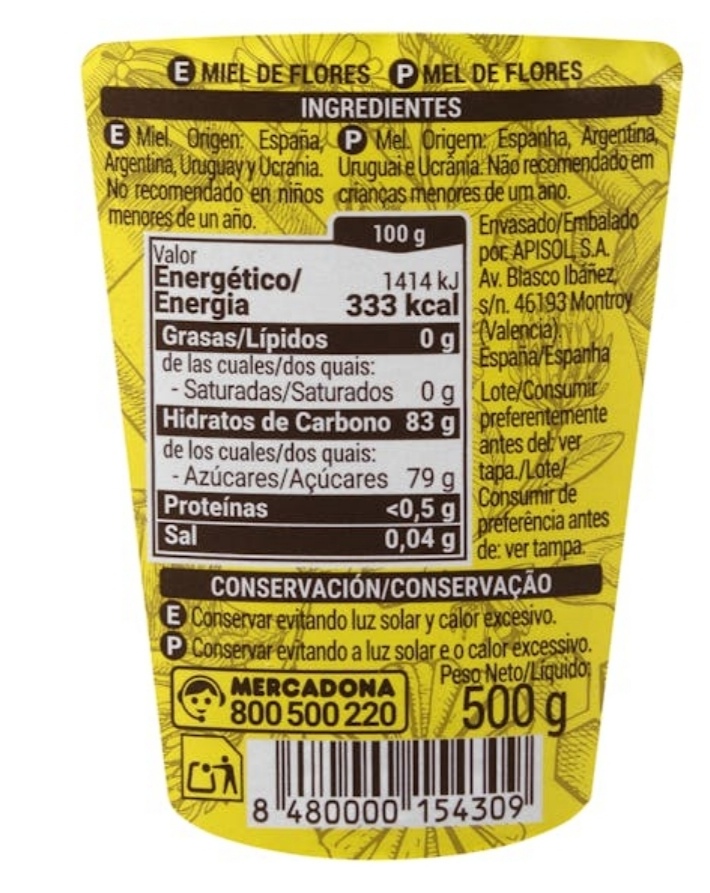 etiqueta de mezcla de mieles