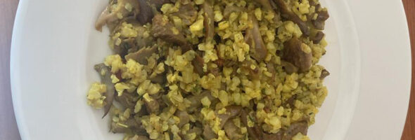 Setas con migas de coliflor