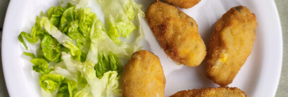 Croquetas de champiñones y huevo sin leche